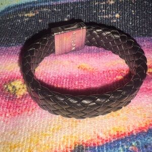 Caroline Neron Men’ Black Braided Leather Bracelet